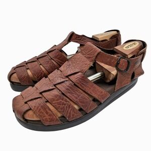 Mephisto Sandals Shoes Mens Size 10 Brown Leather Fisherman Comfort Walking